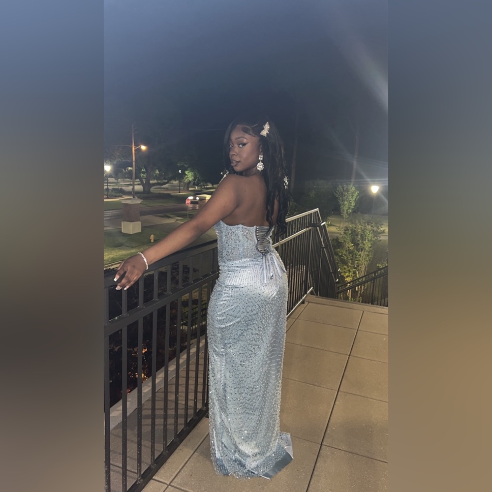Custom-made, rhinestone, embellish dress for prom. Price can be negotiated